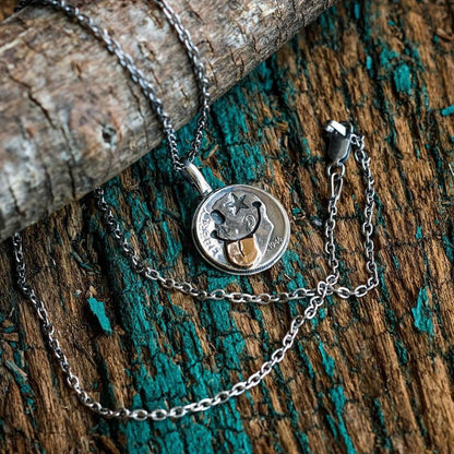 [North Works] N-624 Star Face Smile Silver Coin Necklace