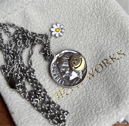 [North Works] Daisy Vintage Coin Necklace N-660