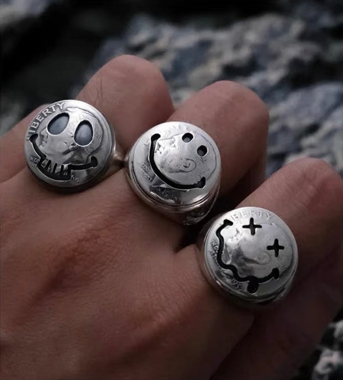 Smiley Face Ring | Handmade Sterling Silver Smile Ring- ALLY Jewellery