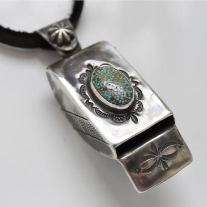 [Mt. Hill] Turquoise Whistle Pendant Necklace- 925 sterling silver artisan handmade jewellery