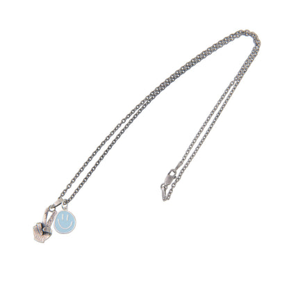 [North Works] Pastel Smiley Pendant Necklace- Silver vintage coin handmade