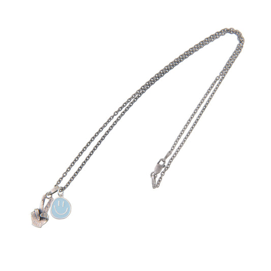 [North Works] Pastel Smiley Pendant Necklace- Silver vintage coin handmade