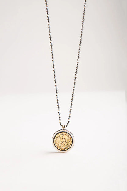 [Blind Man Togs] BLIND LOVE "St Christopher & Peace" Double Sided Necklace - 18ct gold/925 sterling silver mom