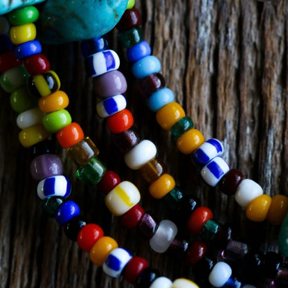 [Kazoo] Beaded Necklace- 925 Sterling Silver/ Kingman Turquoise Stone, Japanese Artisan Jewelry