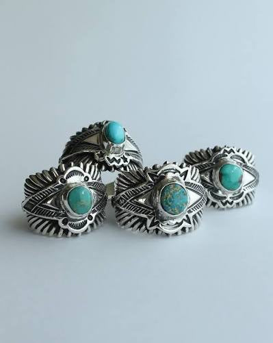 [Mt.hill] Sun Burst Ring with Turquoise