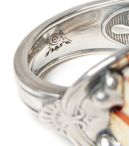 [Blind Man Togs] Sugar Skeleton Ring- vintage Tiffany silver spoon/ antler/ 18ct gold