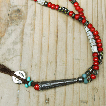 [Mt.hill] Cone Necklace Beads Leather Cord