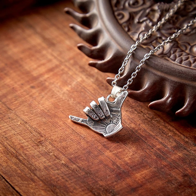 [North Works] N-507 Peace Hand Antique Coin Pendant Necklace