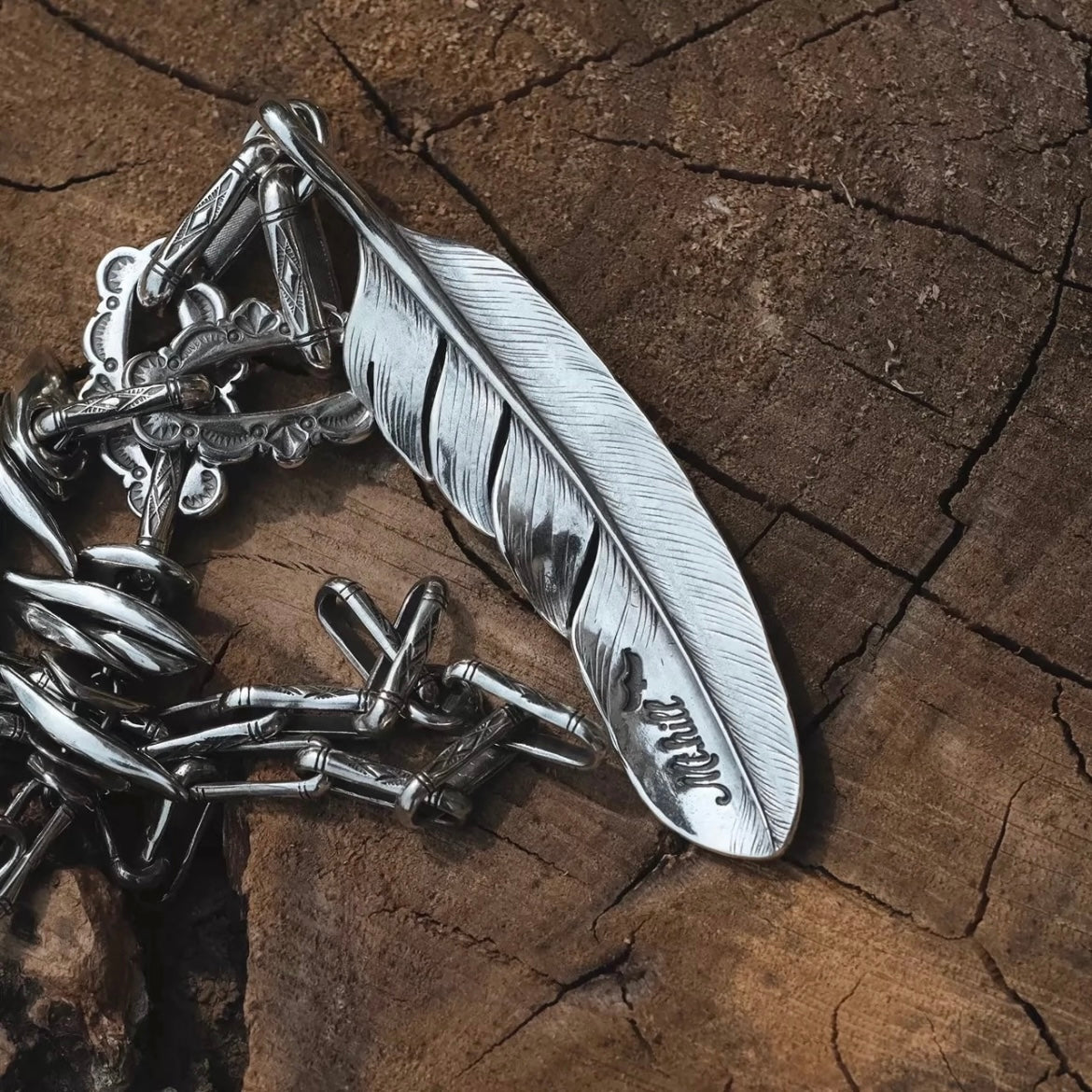 [Mt.hill] Turquoise Gold Flower Feather Necklace