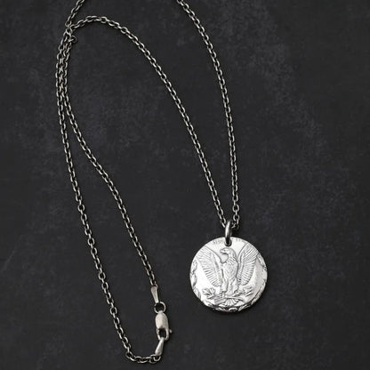 [North Works] Eagle Vintage Silver Coin Pendant Necklace C-009