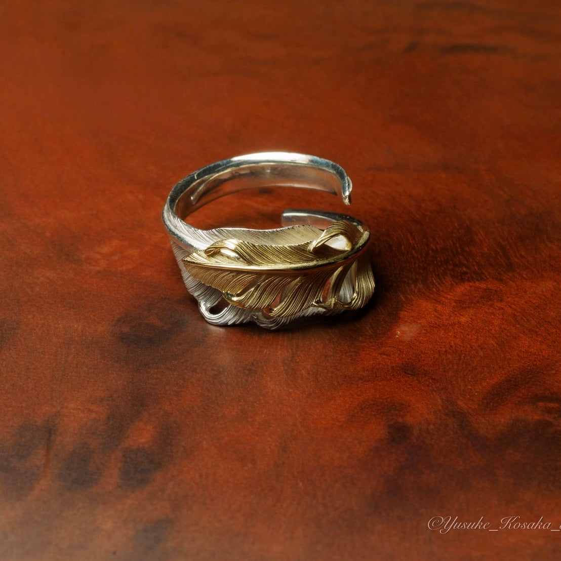 Yusuke Kosaka Works Silver Double Feather Ring-Bluebird