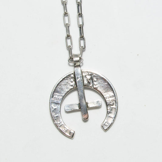 [North Works] Hufeisen-Münzanhänger-Halskette - Handgefertigter Vintage-Schmuck aus Silbermünzen N- 508