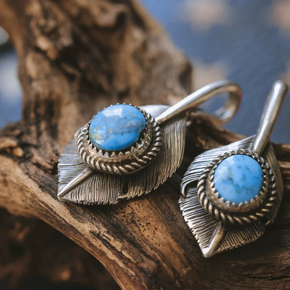 [Lucky John] Turquoise Heart Feather Pendant