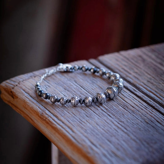 [Kazoo] Hand stamped Sterling Silver Beads Bracelet