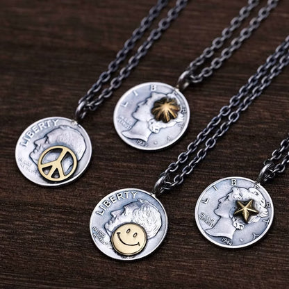 [North Works] Liberty Charms Antique Silver coin handmade necklace