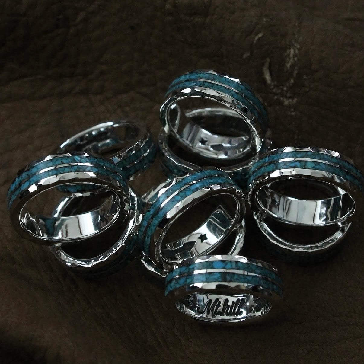 Mt.hill Turquoise Chip Inlay Ring Narrow