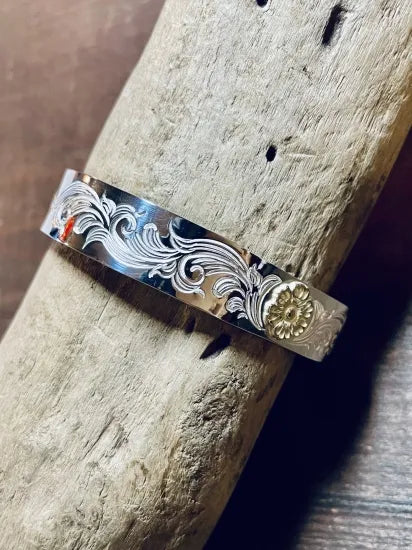 Dear Blossom Gold Flower Arabesque Bangle B-020