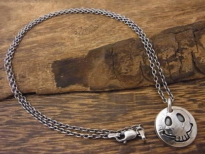 [North Works] Skeleton Smile silver coin necklace