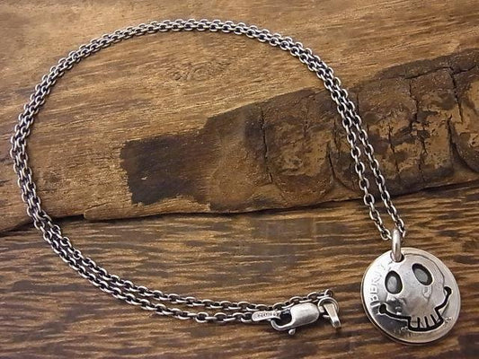 [North Works] Skeleton Smile silver coin necklace