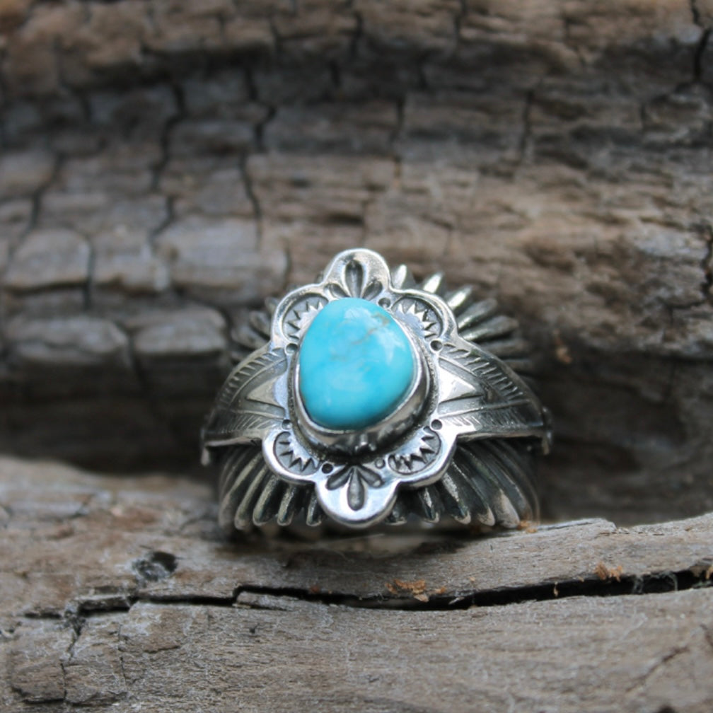 [Mt.hill] Sun Burst Ring with Turquoise