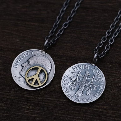 [North Works] Liberty Charms Antique Silver coin handmade necklace