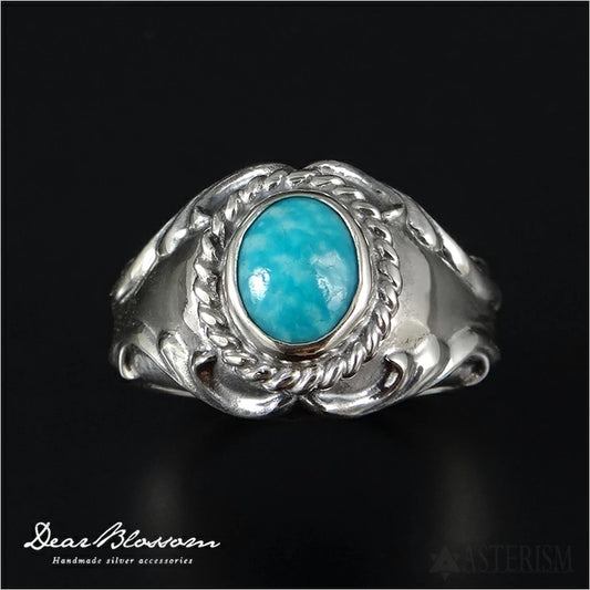 Dear Blossom Turquoise Relief Silver Ring R-130