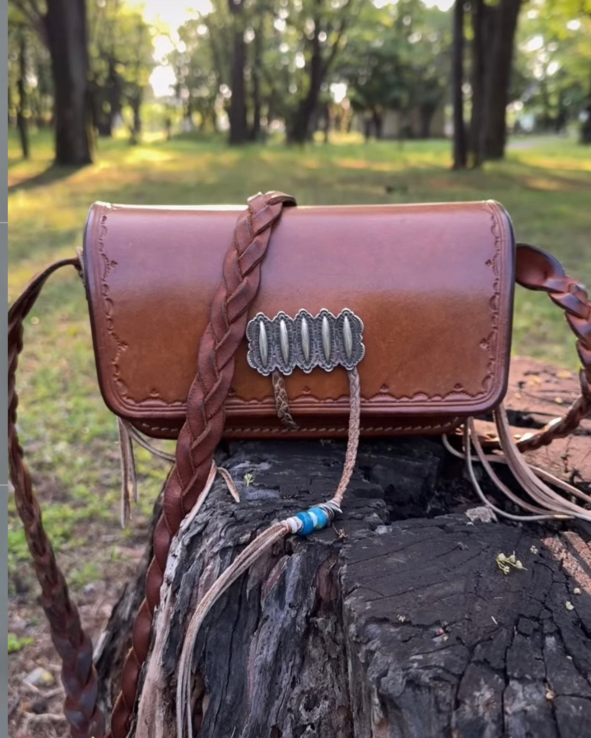[Mt.hill] Leather Trail bag with Sterling Silver Concho