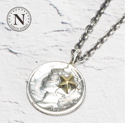 [North Works] Liberty Charms 10￠Silver vintage coin handmade necklace