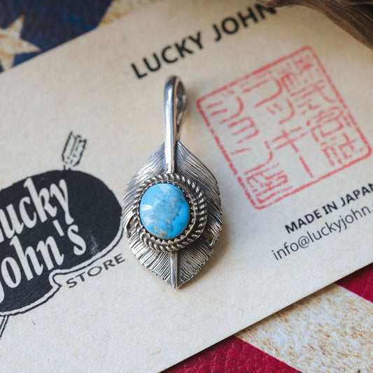 [Lucky John] Turquoise Heart Feather Pendant