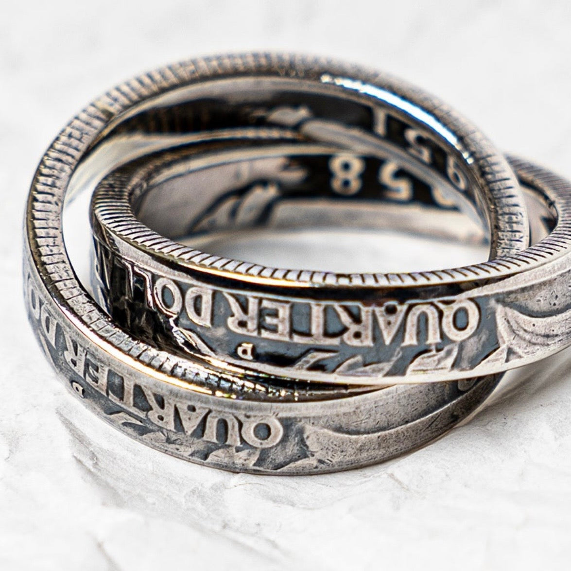[North Works] Sterling Silver Double Loop Vintage Coin Ring N-204