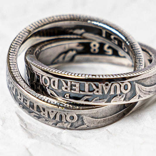 [North Works] Sterling Silver Double Loop Vintage Coin Ring N-204