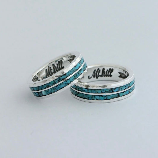 Mt.hill Turquoise Chip Inlay Ring Narrow