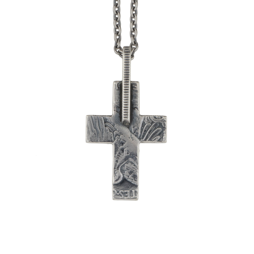 [North Works] N-062 Silver Coin Cross Pendant Necklace