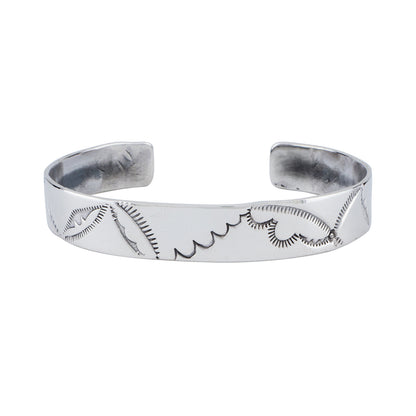 [North Works] Silver Hand-Engraved Bangle Bracelet W-414