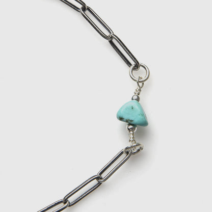 [North Works]  Turquoise Stone Silver chain Bracelet/Anklet N-317