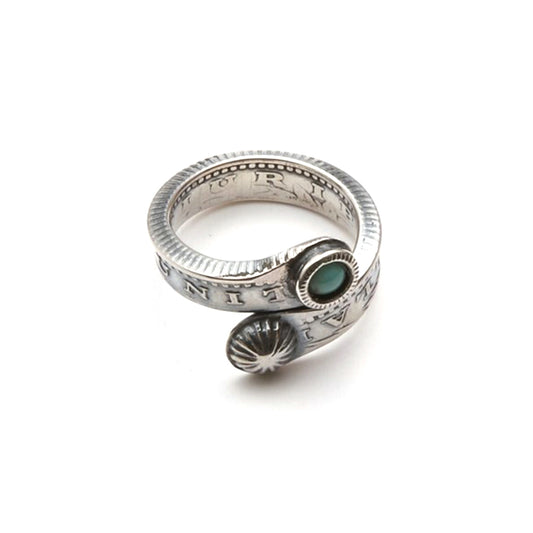 North Works Morgan Dollar Turquoise Apollo Twist Ring detail view