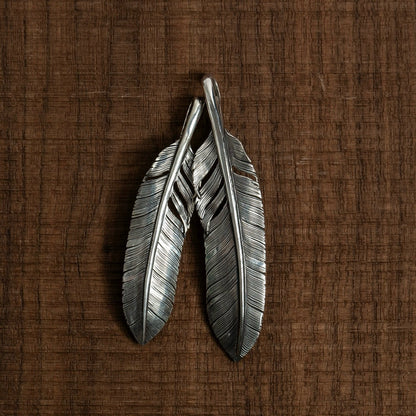 [Lucky John] Silver Feather Pendant Necklace