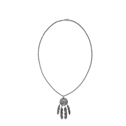 [North Works] Feather Coin Dream Catcher Necklace