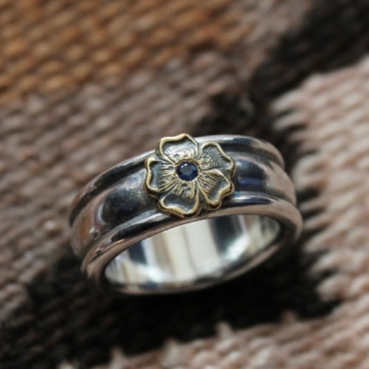 [Mt.hill] Prairie Rose with Blue Sapphire Plain Ring
