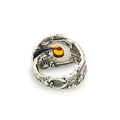 [Blind Man Togs] Amber Ring- vintage Tiffany silver spoon