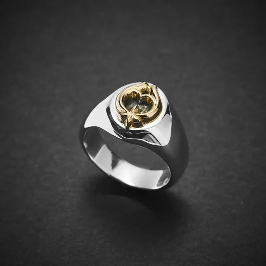 [Dear Blossom] 18ct Gold Naja Sterling Silver Signet Ring