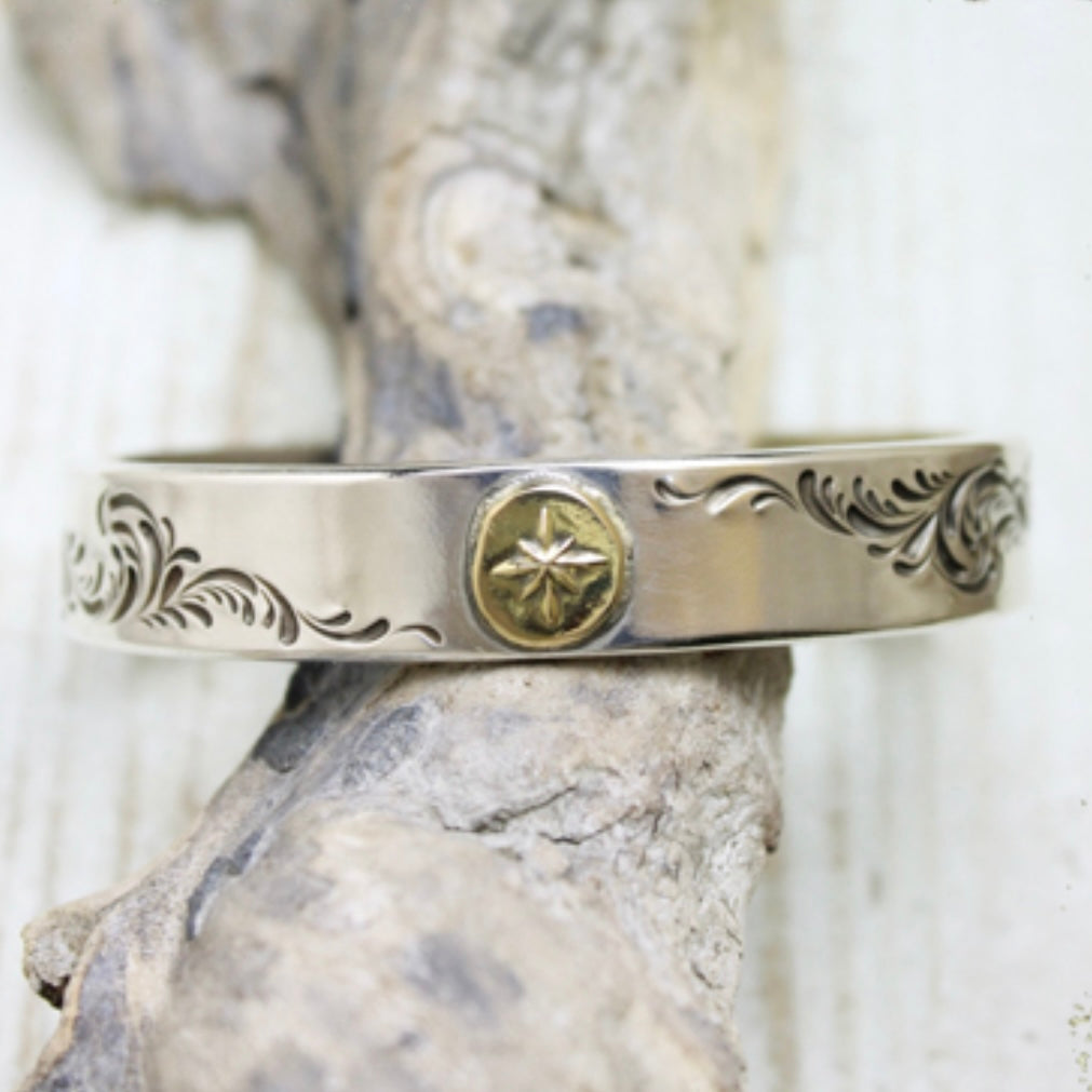 [Mt.hill] Arabesque 12mm with K18Gold "The Sun" Cuff (Lot No. 14BL12)
