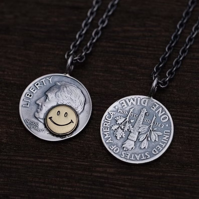 [North Works] Liberty Charms Antique Silver coin handmade necklace