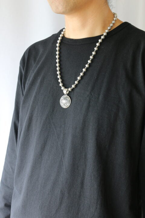 KAZOO Asanoha Concho handstamp beads necklace sterling silver