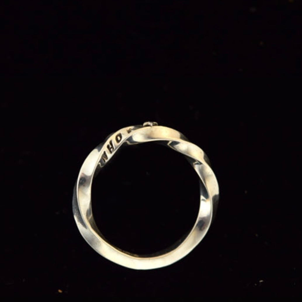 [Lucky John] Sterling Silver Hand-stamped Star Twist Ring