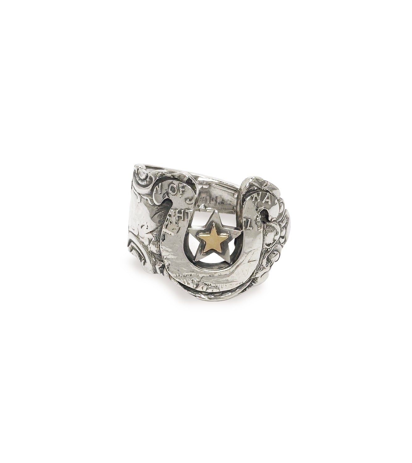 [Blind Man Togs] Horseshoe Star Ring Vintage Sterling Silver Spoon Remade