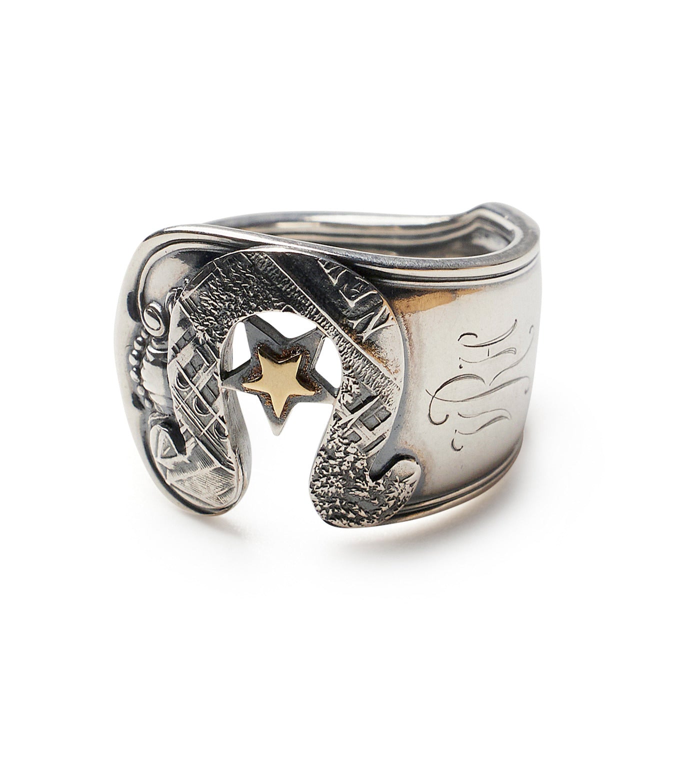 BLIND MAN TOGS Horseshoe Star Ring Vintage Sterling Silver Spoon Remade