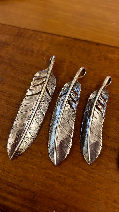 [Lucky John] Silver Feather Pendant Necklace