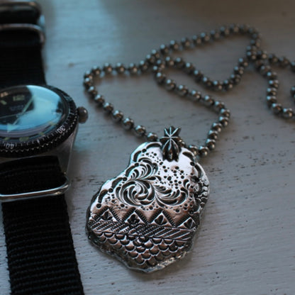 [Mt. Hill] Dog Tag Silver Stamped pendant necklace