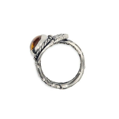 [Blind Man Togs] Amber Ring- vintage Tiffany silver spoon